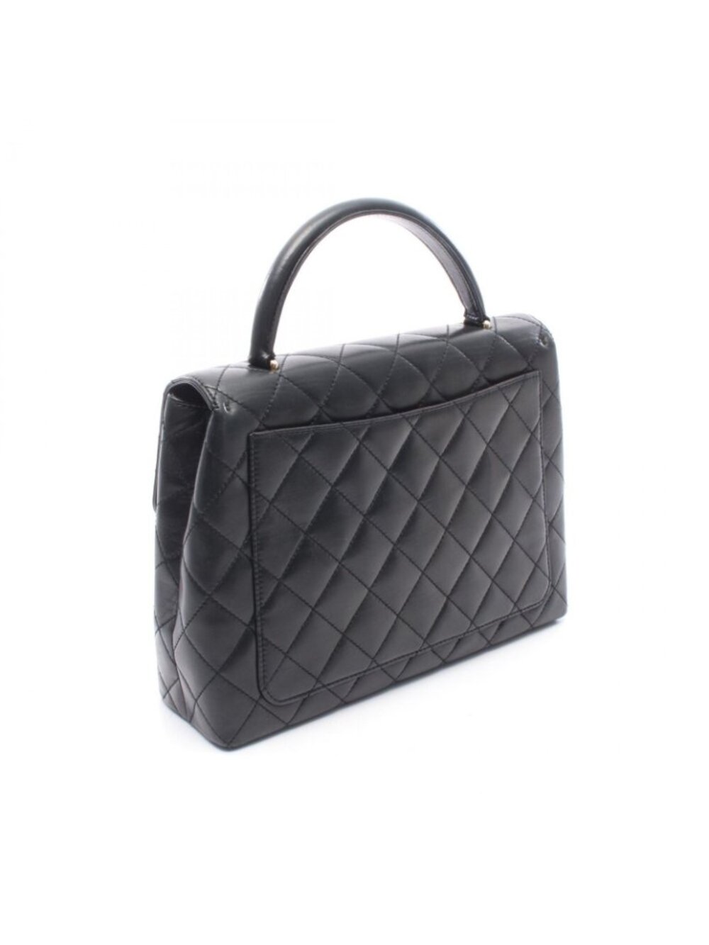 Chanel Handbag Quilted Black Lambskin Top Handle - Picture 2 of 10